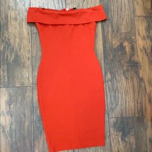 Windsor Red Off the Shoulder Dress
